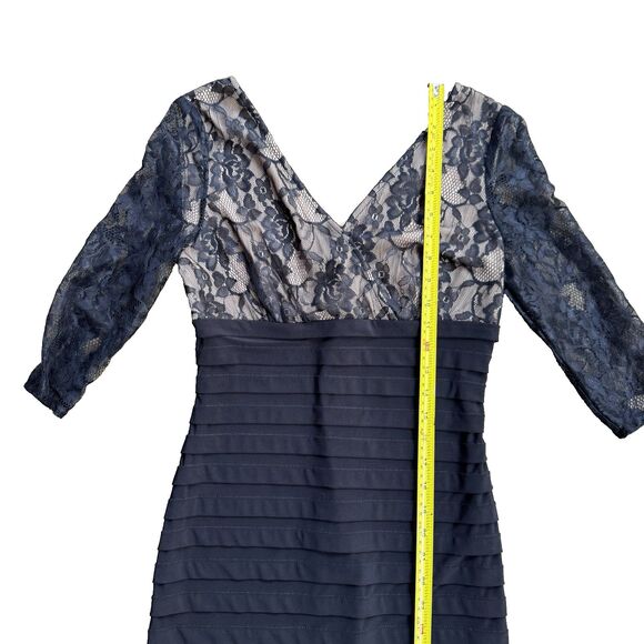 Adrianna Papell L41315 Women's Black Lace Bodice Banded Sheath Dress Size 4P - Picture 11 of 15